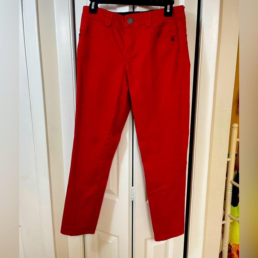 Ankle Cropped Red Dress Jeans / Stretch Trousers Like New sz 6